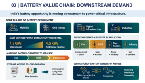 India's battery demand and deployment across EV, grid storage, data centres, and industrial sectors – Part 3 of India's Battery Ecosystem series by Encito Advisors.